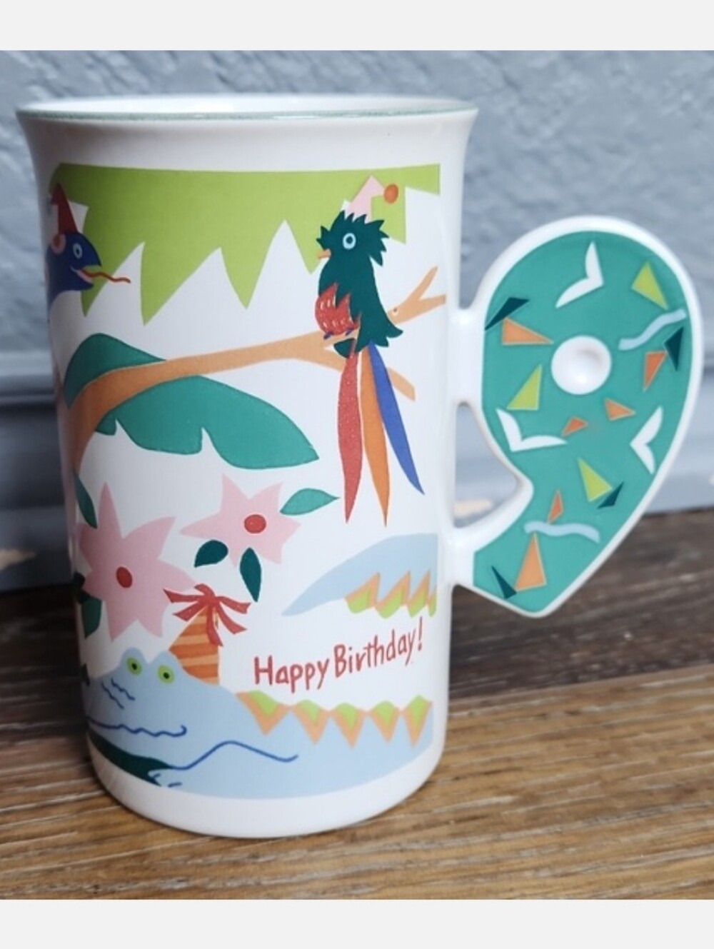 Vintage Mikasa I Am 9 Mug Happy Birthday Rainforest Jungle Green Red Blue Pink